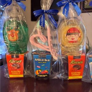 Holiday Hand Soap Set - Green and Yellow/Chocolate and fruit scented candles/